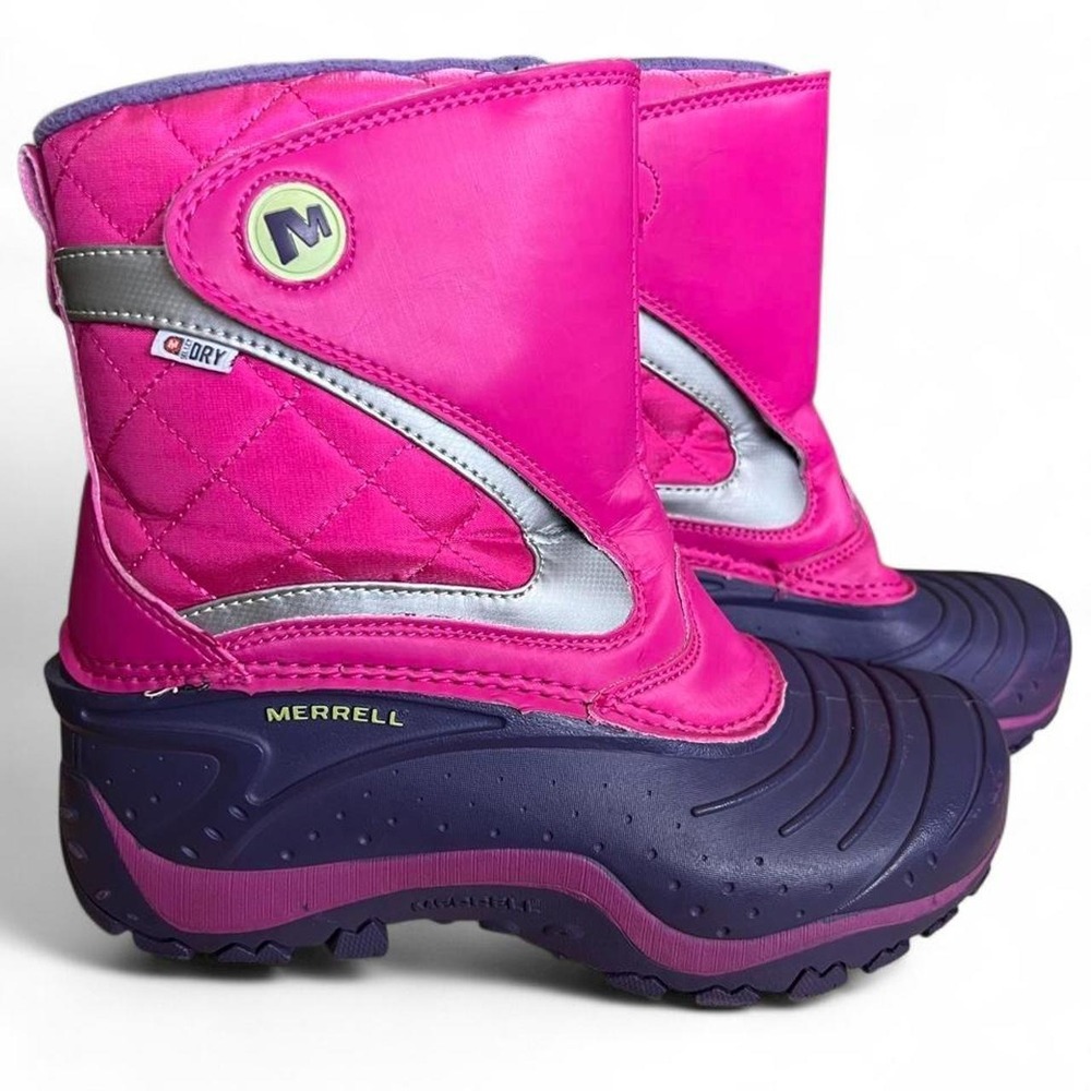 Kids Merrell Pink & Purple Watterproof Winter Boots with Quilted Design Size 3